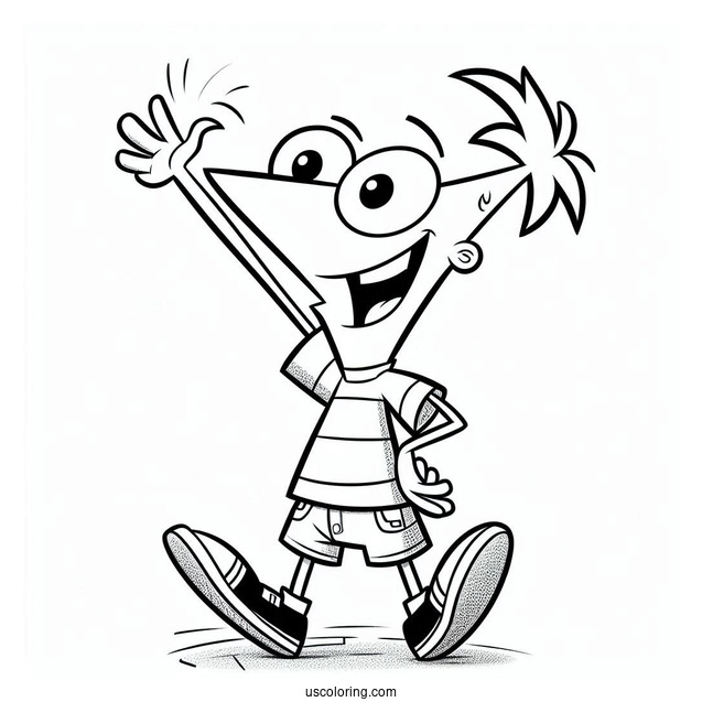 Phineas And Ferb Coloring Page Of Baljeet Waving