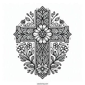 Easy Cross Coloring Page For Kids