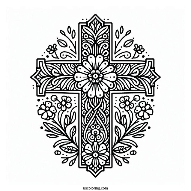 Easy Cross Coloring Page For Kids