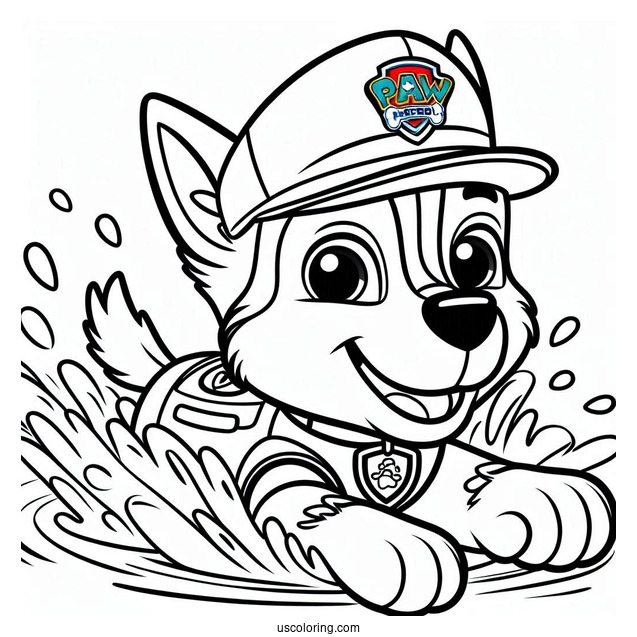 Chase From Paw Patrol Swimming In Water