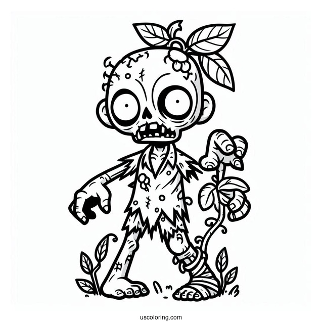 Coloring Sheet Of Halloween Themed Zombie