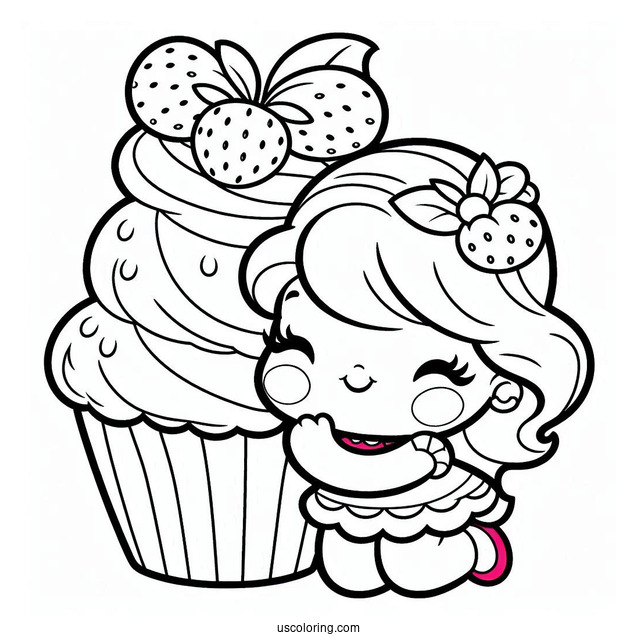 Strawberry Shortcake Coloring Page Hugging Custard Coloring Page