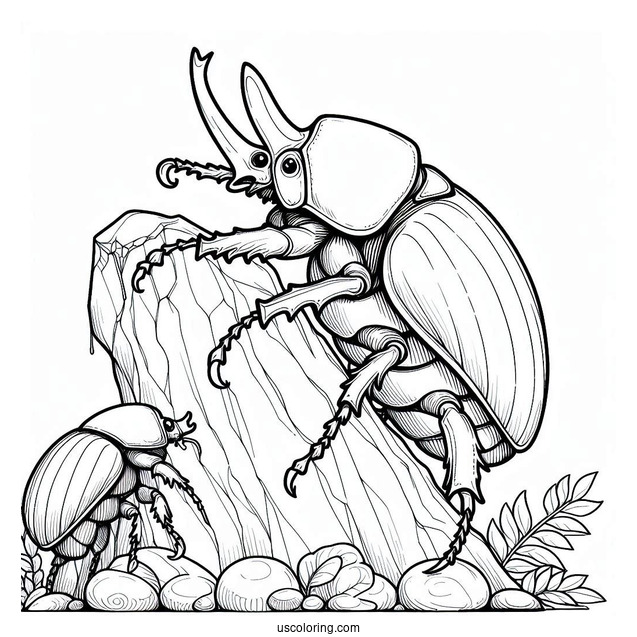 Hercules Beetle Coloring Page Climbing Rock