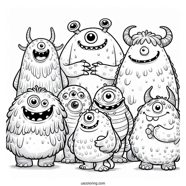My Singing Monsters Coloring Page Of Mammott, Entbrat, Bowgart, Punkleton, Ghatz, Potbelly, And Noggin