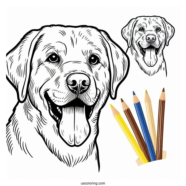 Coloring Sheet Of Labrador Retriever With Tongue Out