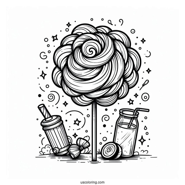Candy Floss Coloring Sheet For Kids