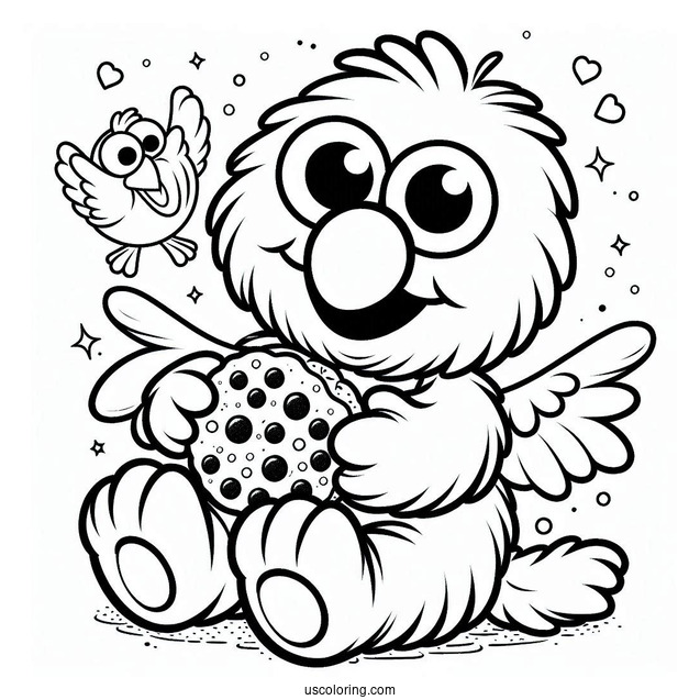 Baby Big Bird, Cookie Monster And Elmo To Color
