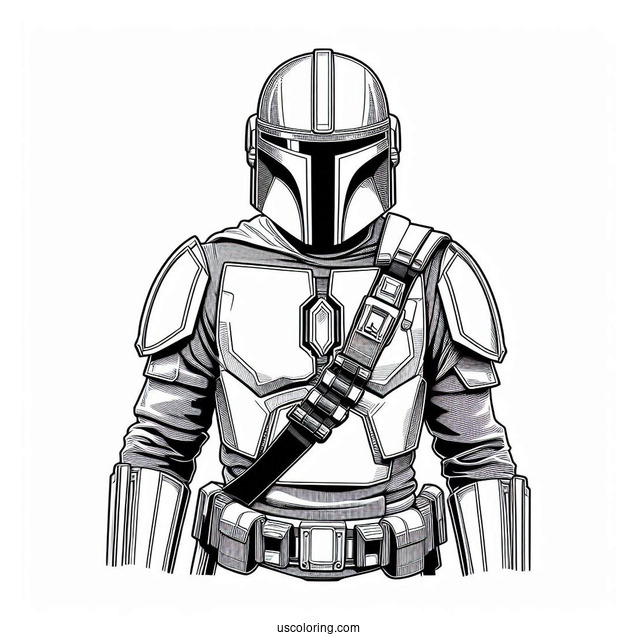 Realistic The Mandalorian Armor Coloring Sheet