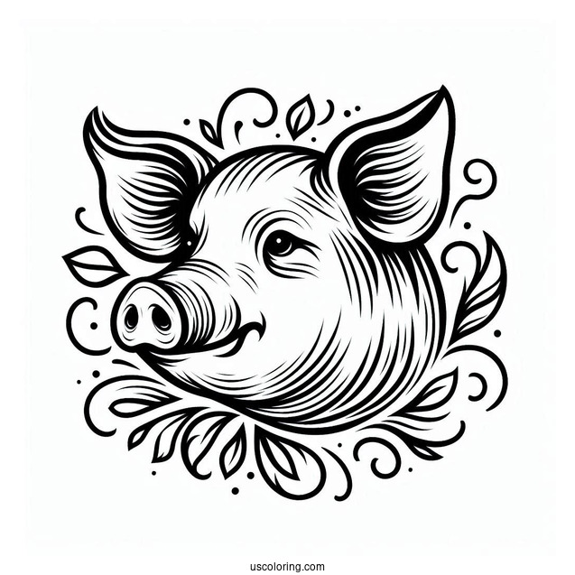 Simple Outline Of a Pigs Head To Color