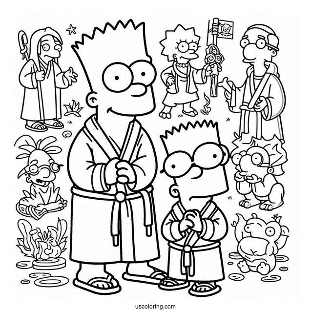 Milhouse And Bart Wearing Robes To Color