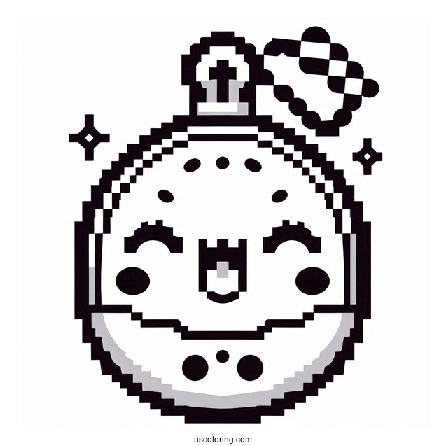 Pixelized Tamagotchi Coloring Page Featuring Tomomi For Kids