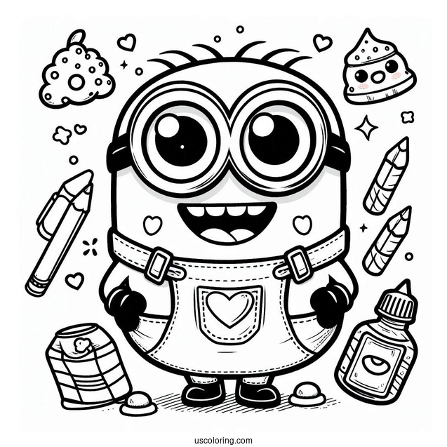 Cute Kawaii Themed Minion To Color
