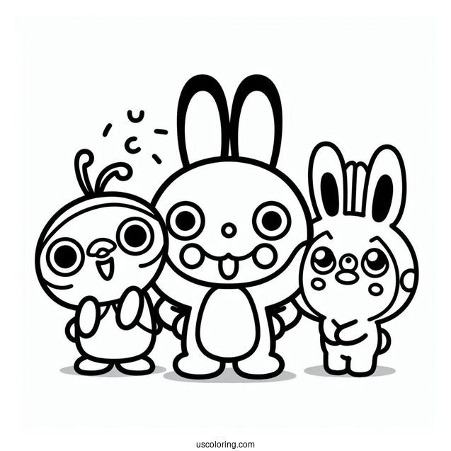 Pororo Coloring Page Of Petty, Crong, Harry, Tongtong, Eddy, Poby, Rody, And Loopy