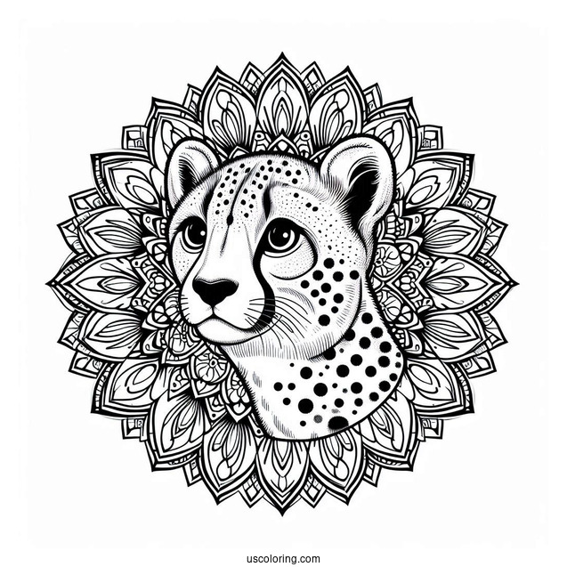 Cheetah Coloring Page Of Mandala