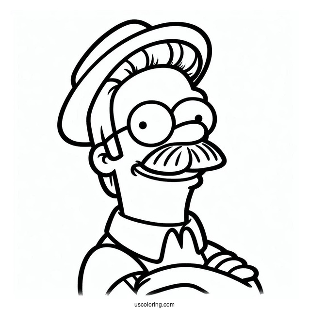 Simpsons Coloring Pages Of Happy Ned Flanders