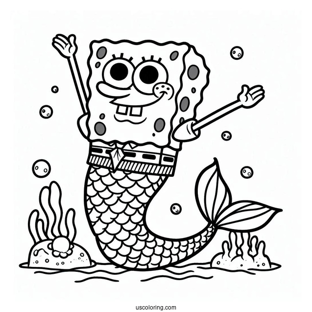 SpongeBob Coloring Page Mermaid Man