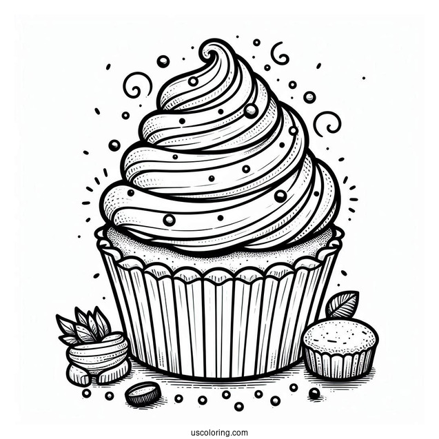 Cupcake With Delicious Icing And Sprinkles