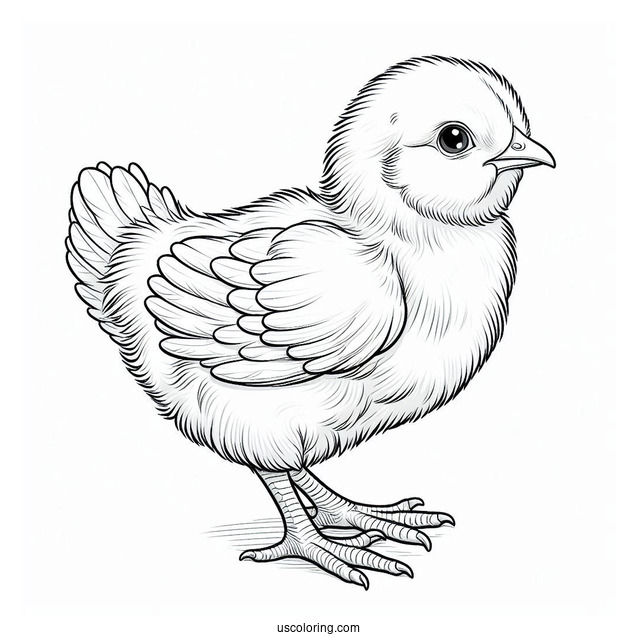 Realistic Baby Chicken Coloring Sheet