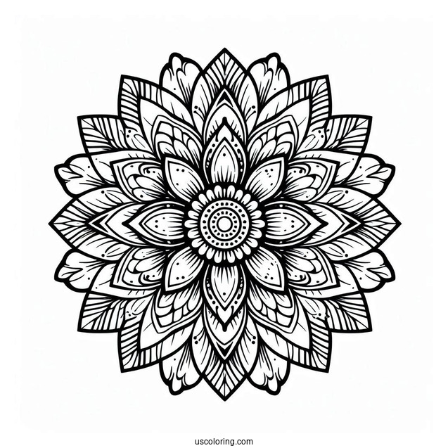 Flower Coloring Pages Of Intricate Daisy Mandala