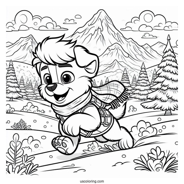 Everest Running In Snow Coloring Sheet