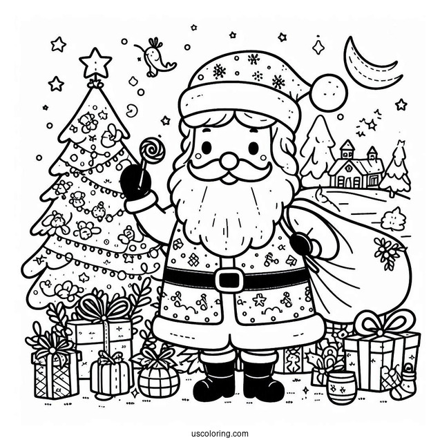 Ho Ho Ho Santa Coloring Page For Kids