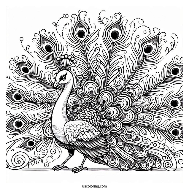 Peacock Flaring It Feathers In The Sun