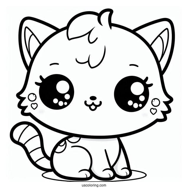 Cute Coloring Page Simple Cat Smiling For Preschoolers