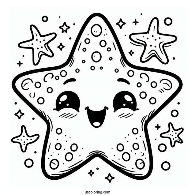 Smiling Cartoon Starfish Coloring Page