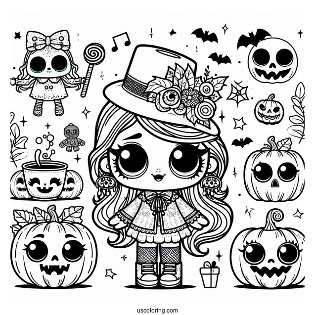 Coloring Sheet Of Halloween Themed LOL Surprise