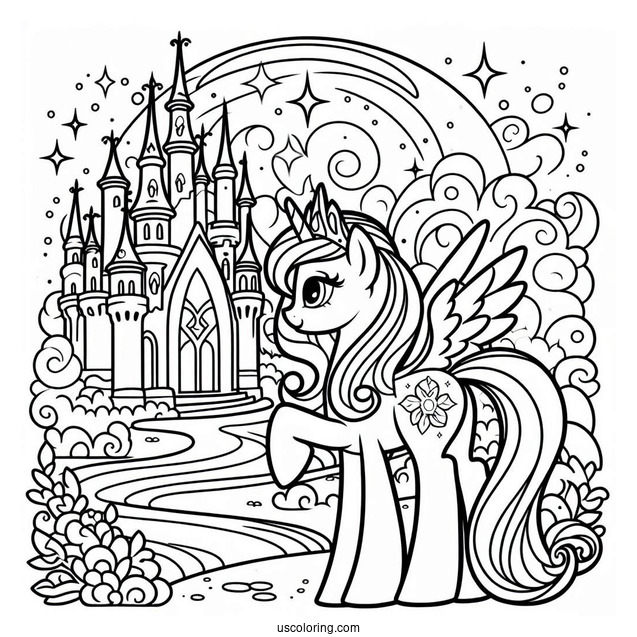 Simple Outline Of Princess Celestia and Castle