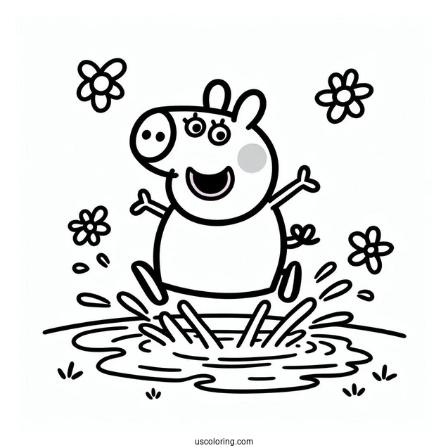 Peppa Pig Jumping In Puddle