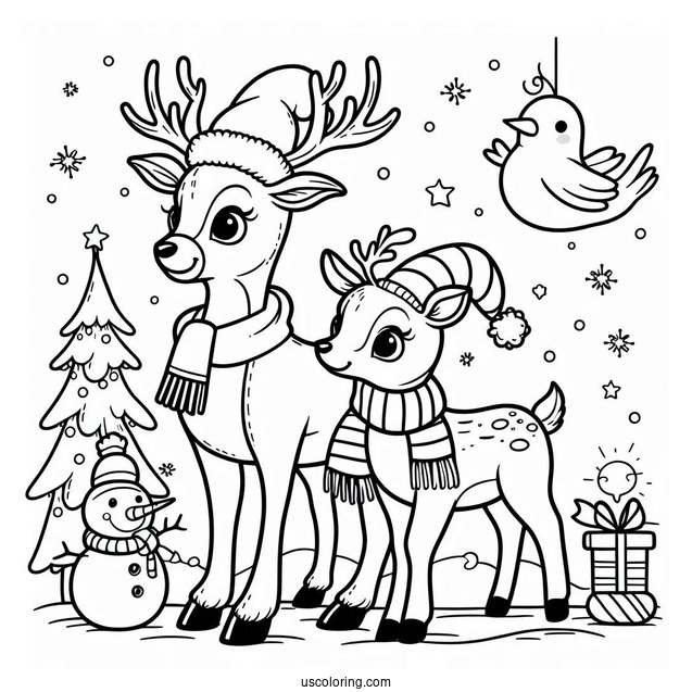 Rudolph Coloring Page At The North Pole