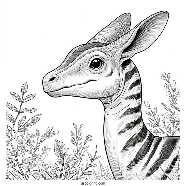 Simple Close Up Of Parasaurolophus Coloring Page