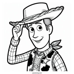Cowboy Coloring Page Woody Tipping His Hat For Kids