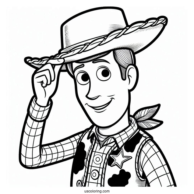 Cowboy Coloring Page Woody Tipping His Hat For Kids