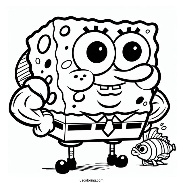 SpongeBob Coloring Page Of Simple Frank The Buff Fish For Preschoolers