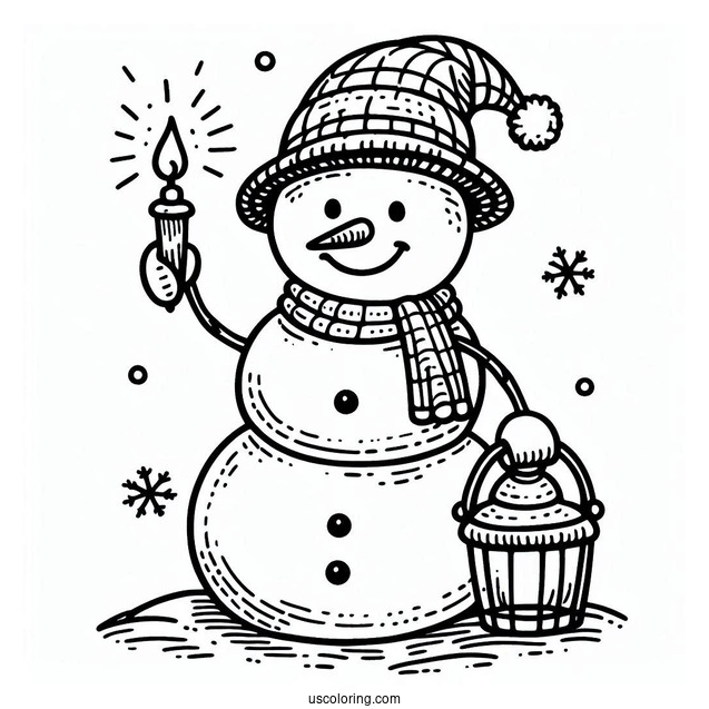 Happy Holidays Snowman To Color