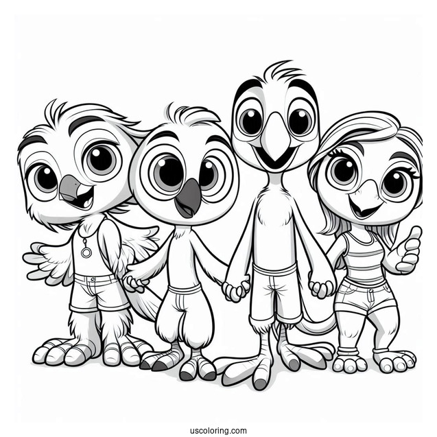 Blue, Jewel, Luiz, Rafael, Nigel, And Nic Coloring Sheet