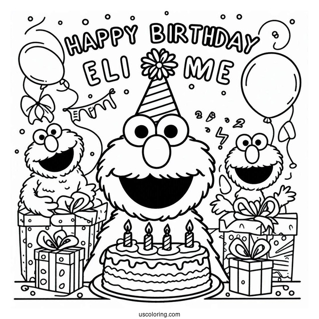Happy Birthday Elmo Coloring Sheet
