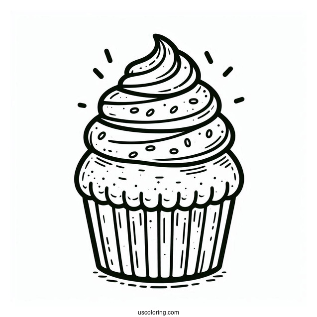 Cupcake With Icing And Sprinkles To Color