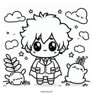Kawaii Deku Coloring Page For Kids