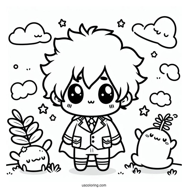 Kawaii Deku Coloring Page For Kids