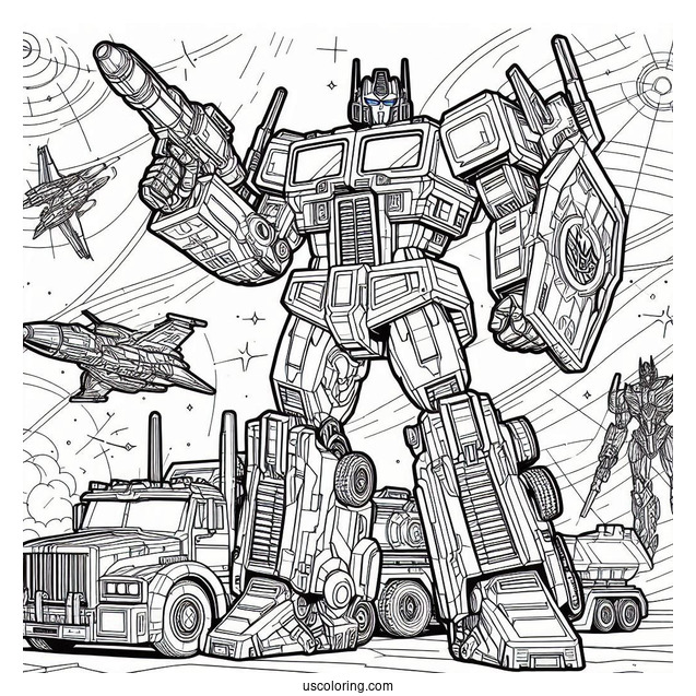 Optimus Prime Coloring Page In Planet Cybertron