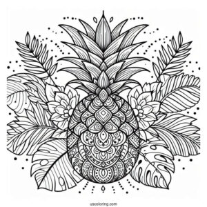 Elegant Pineapple Coloring Page Mandala Design For Adults