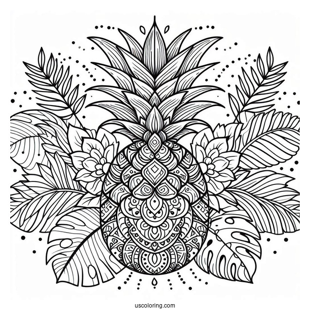 Elegant Pineapple Coloring Page Mandala Design For Adults