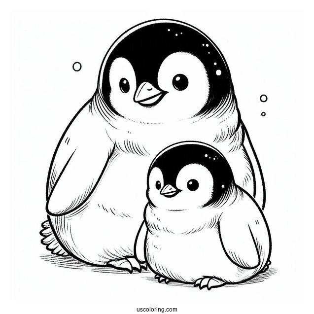 Two Baby Emperor Penguins Coloring Sheet