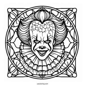 Smiling Pennywise Stained Glass Coloring Page