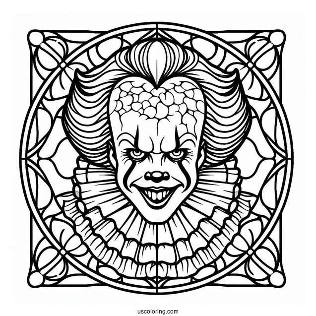 Smiling Pennywise Stained Glass Coloring Page
