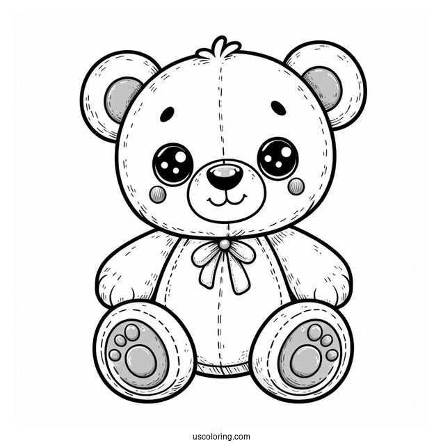 Teddy Bear Coloring Page With Button Eyes
