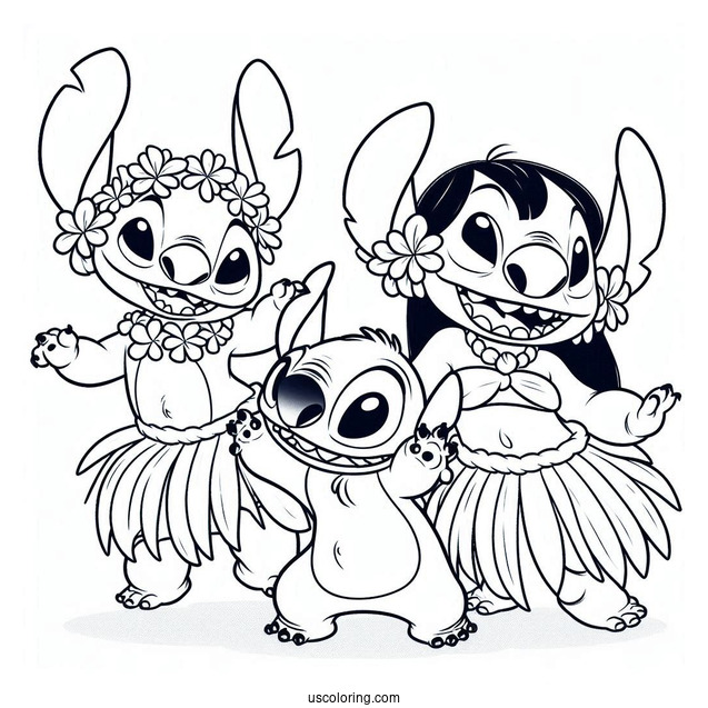 Lilo and Stitch With Friends Hula Dancing
